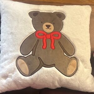 Teddy Bear faux fur 19” cream decor pillow